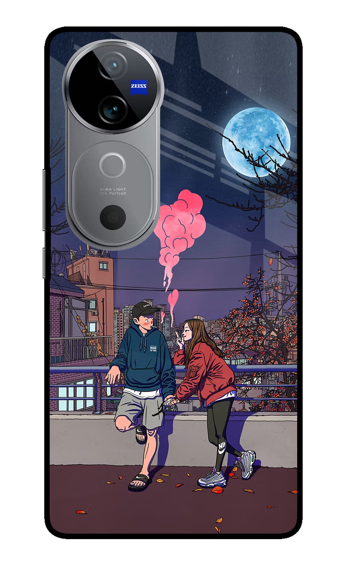 Chilling Couple Vivo V40 5G Glass Case Back Cover by Casekaro
