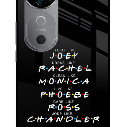 FRIENDS Character Vivo V40 5G Glass Case Back Cover by Casekaro