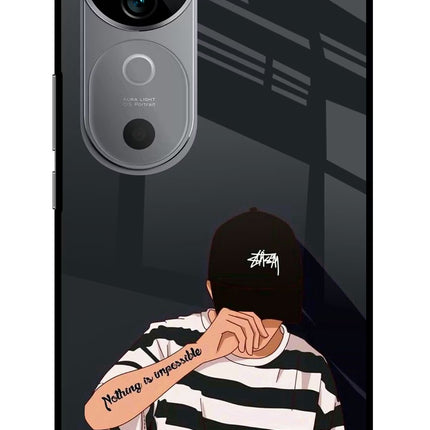 Aesthetic Boy Vivo V40 5G Glass Case Back Cover by Casekaro