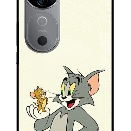 Tom & Jerry Vivo V40 5G Glass Case Back Cover by Casekaro