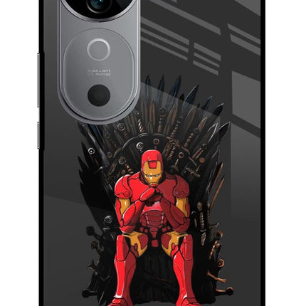 Ironman Throne Vivo V40 5G Glass Case Back Cover by Casekaro