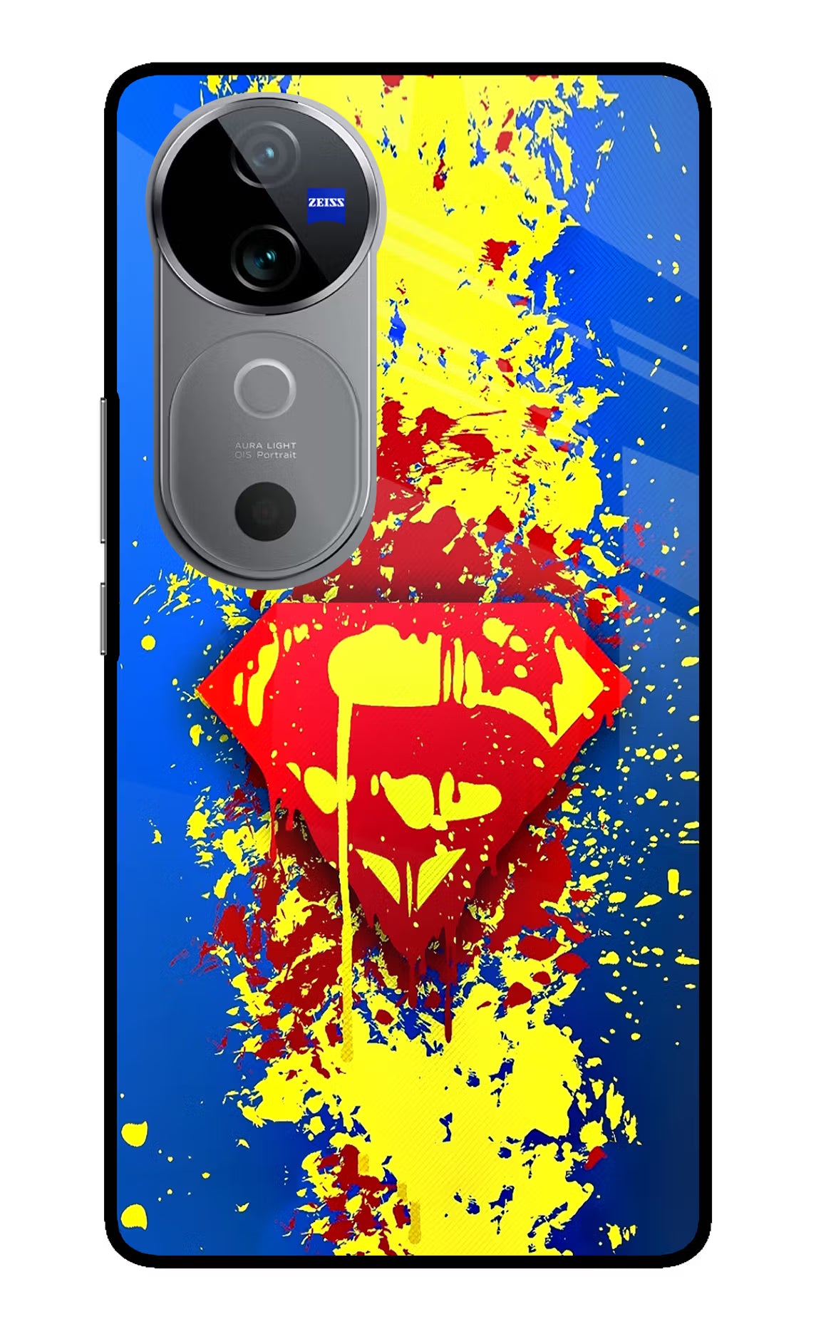 Superman logo Vivo V40 5G Glass Case Back Cover by Casekaro