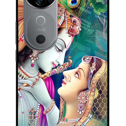 Lord Radha Krishna Vivo V40 5G Glass Case Back Cover by Casekaro