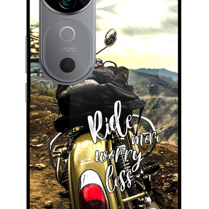 Ride More Worry Less Vivo V40 5G Glass Case Back Cover by Casekaro