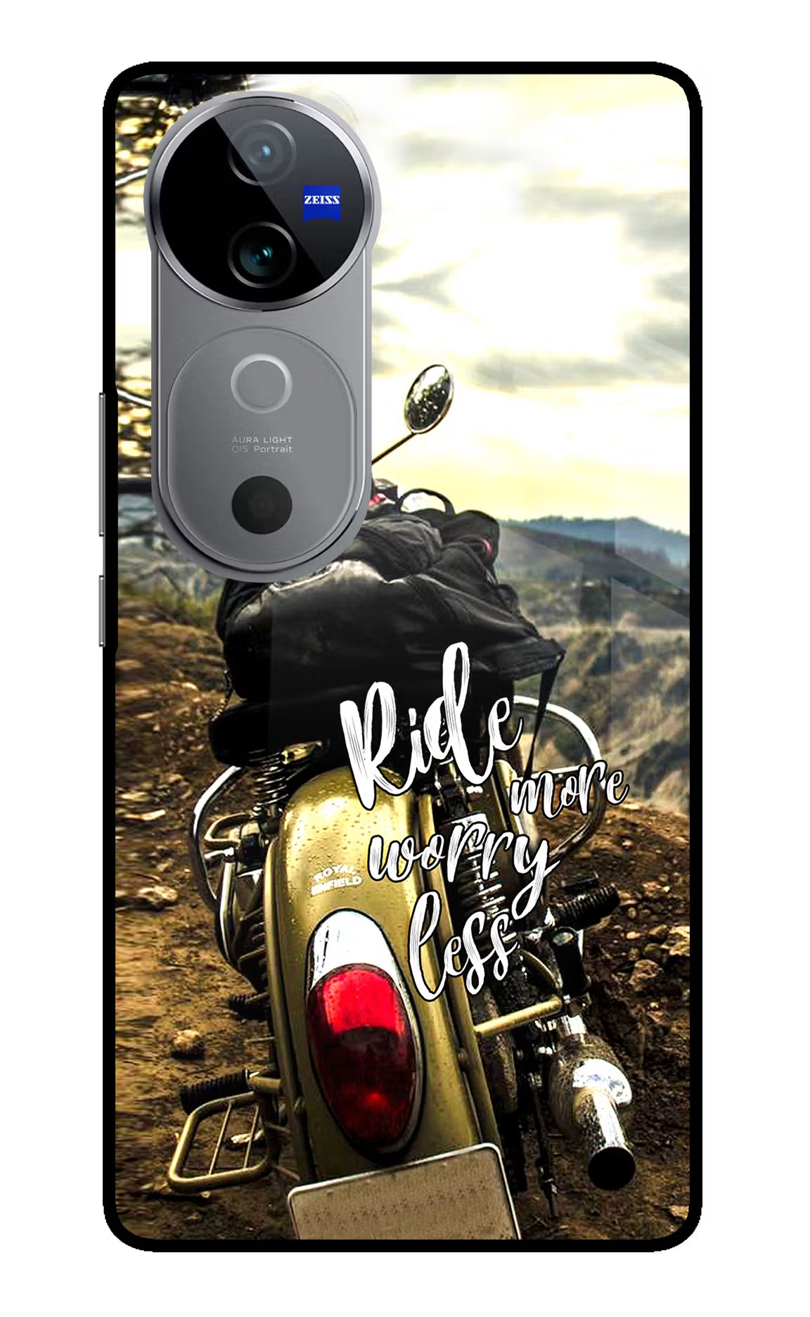 Ride More Worry Less Vivo V40 5G Glass Case Back Cover by Casekaro