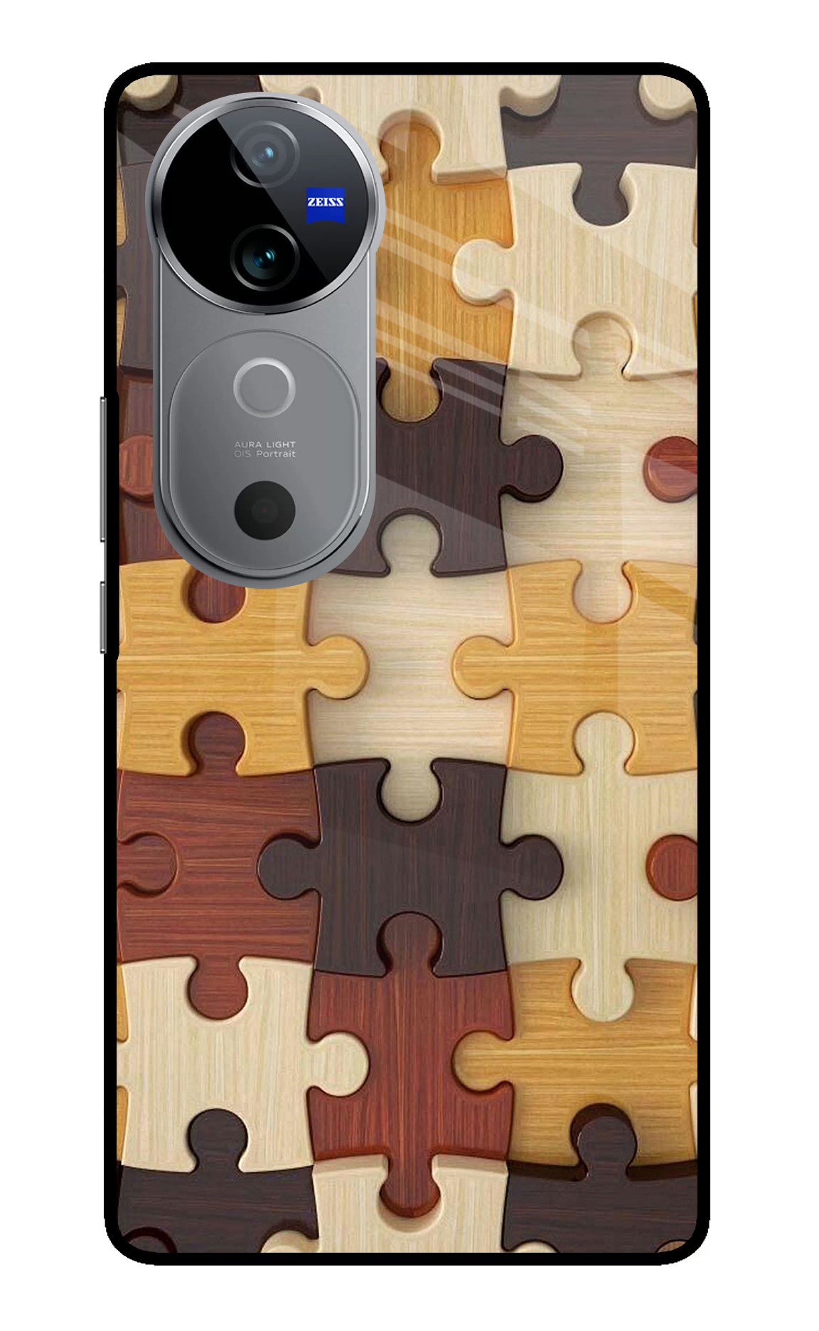 Wooden Puzzle Vivo V40 5G Glass Case