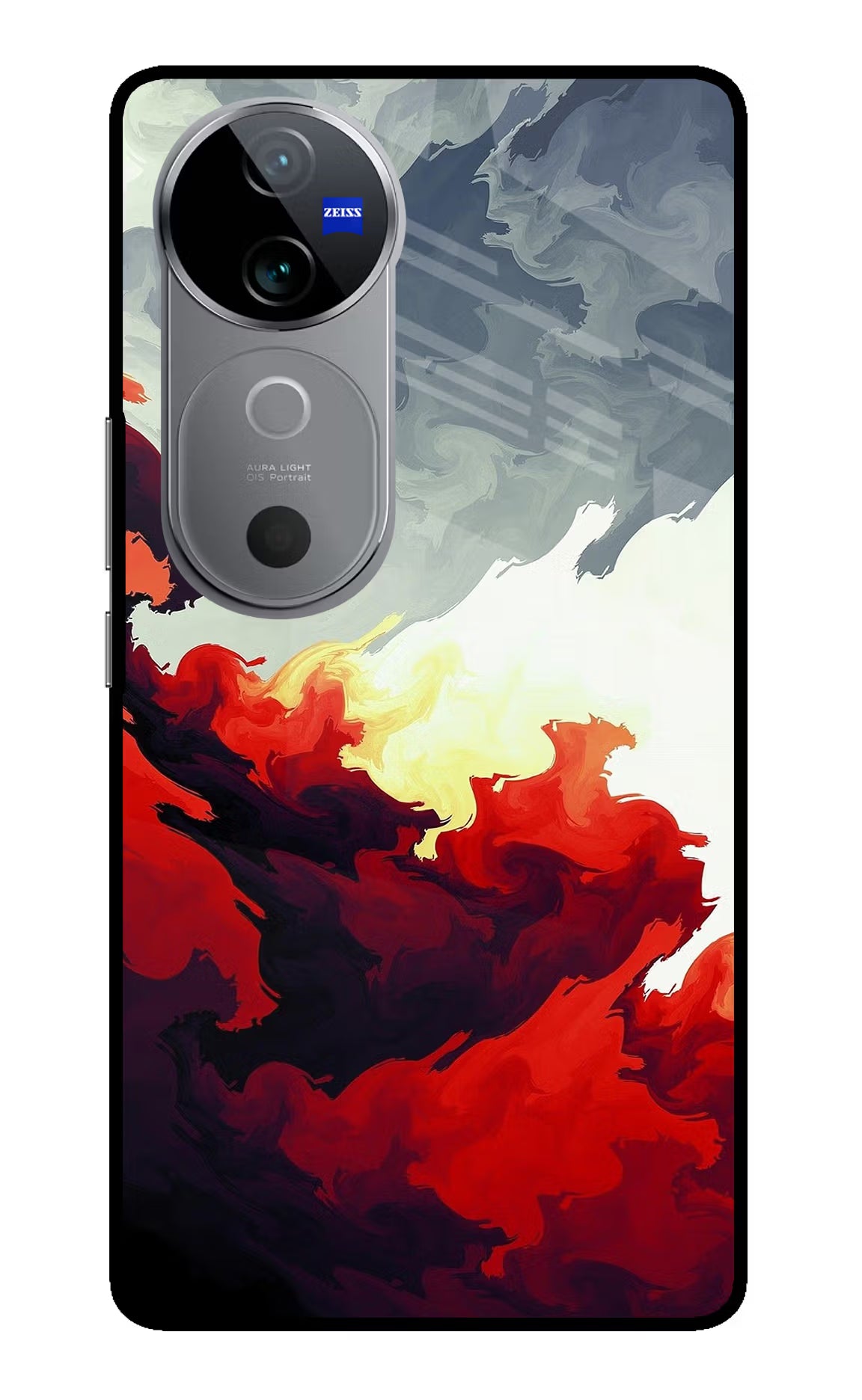 Fire Cloud Vivo V40 5G Glass Case Back Cover by Casekaro