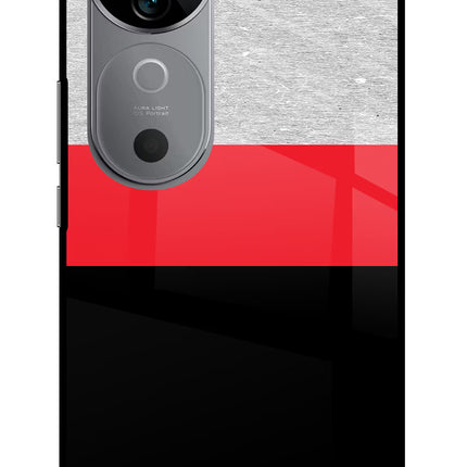 Tri Color Pattern Vivo V40 5G Glass Case Back Cover by Casekaro