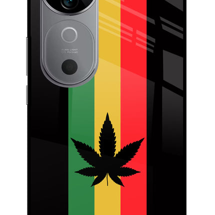 Weed Flag Vivo V40 5G Glass Case Back Cover by Casekaro