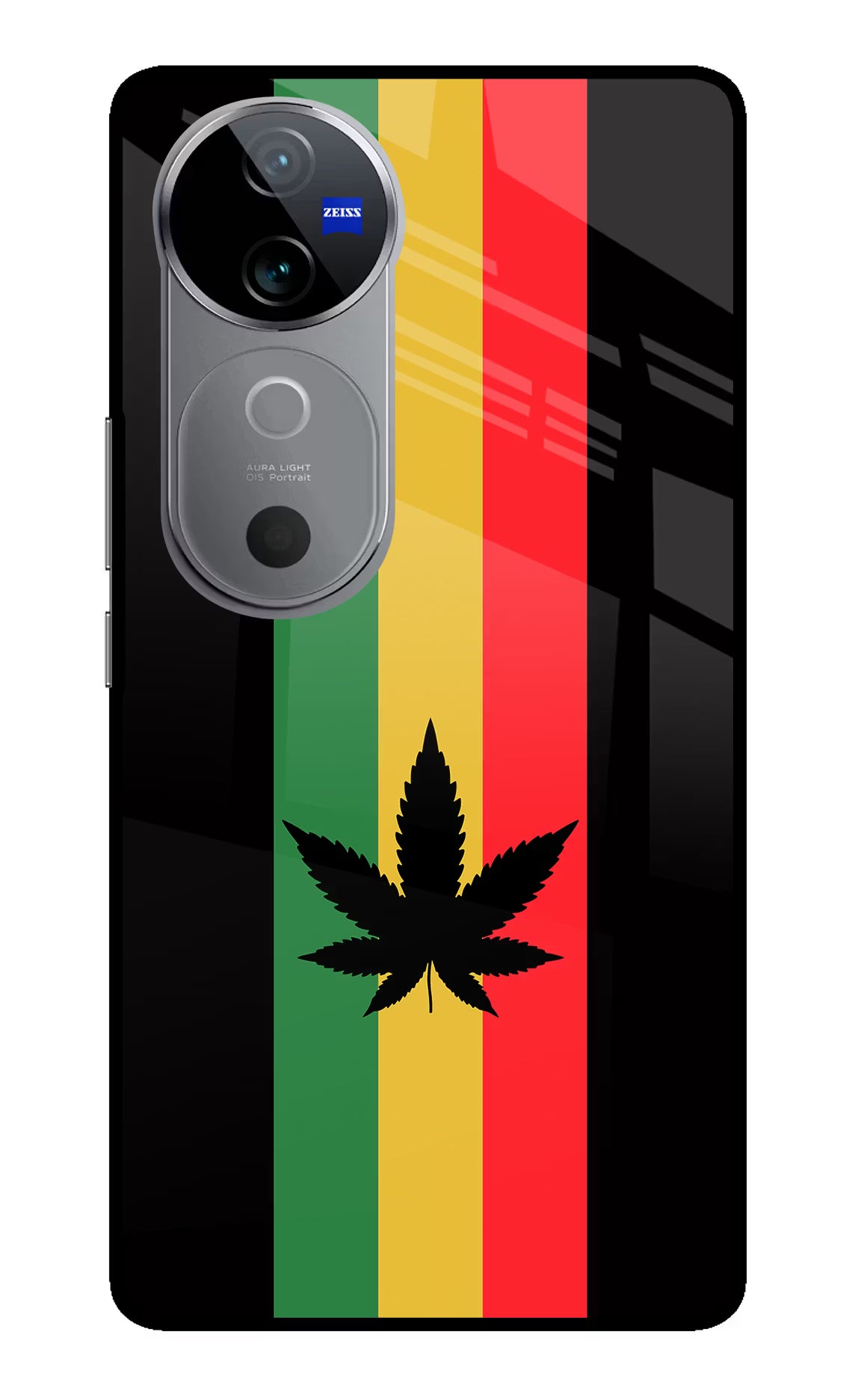 Weed Flag Vivo V40 5G Glass Case Back Cover by Casekaro