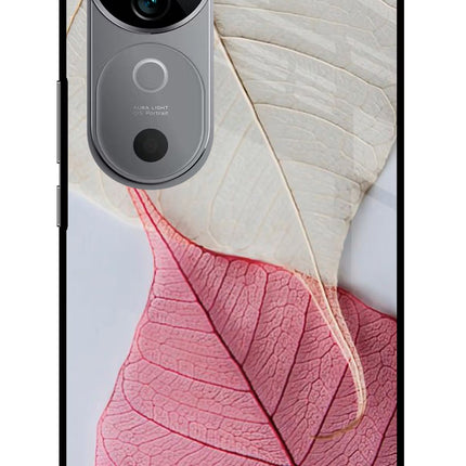 White Pink Leaf Vivo V40 5G Glass Case