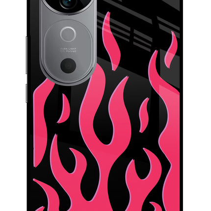 Fire Flames Vivo V40 5G Glass Case Back Cover by Casekaro