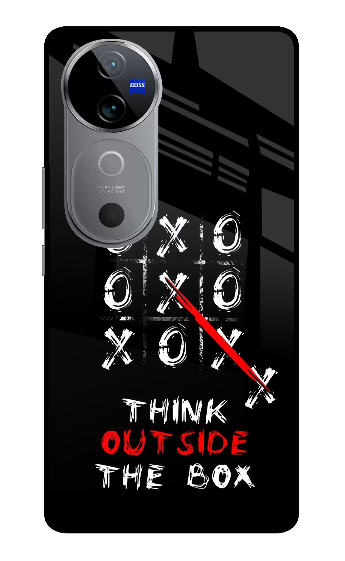 Think out of the BOX Vivo V40 5G Glass Case Back Cover by Casekaro