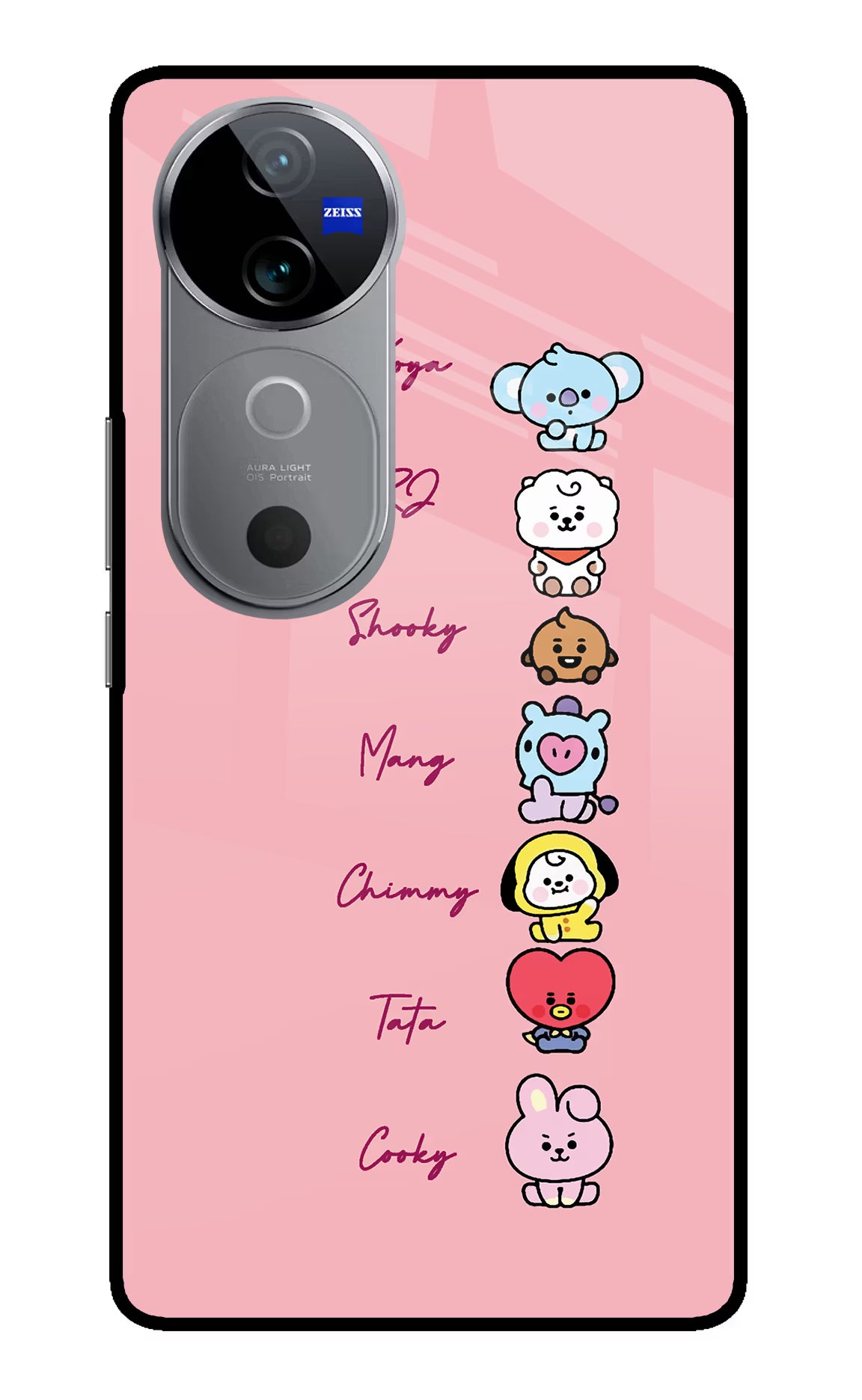 BTS names Vivo V40 5G Glass Case Back Cover by Casekaro