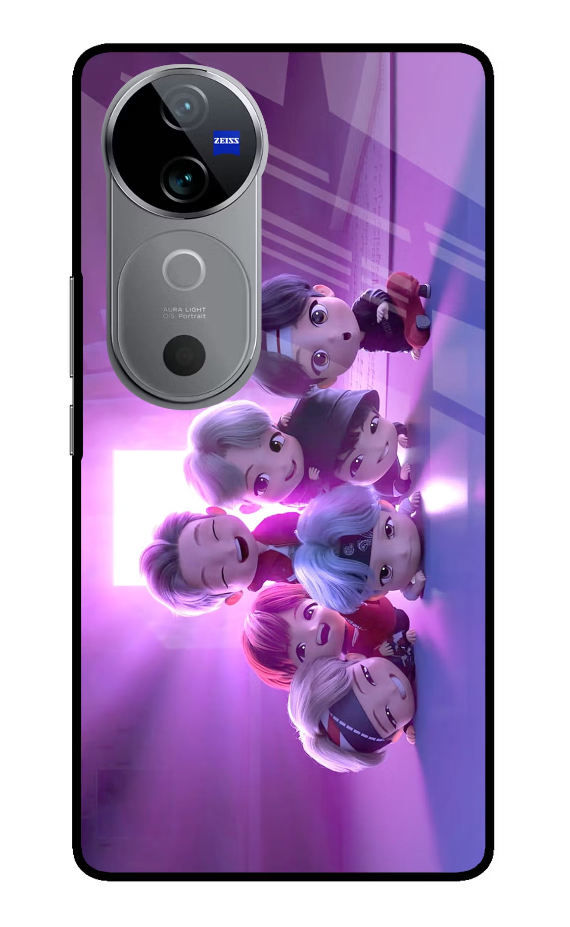 BTS Chibi Vivo V40 5G Glass Case Back Cover by Casekaro