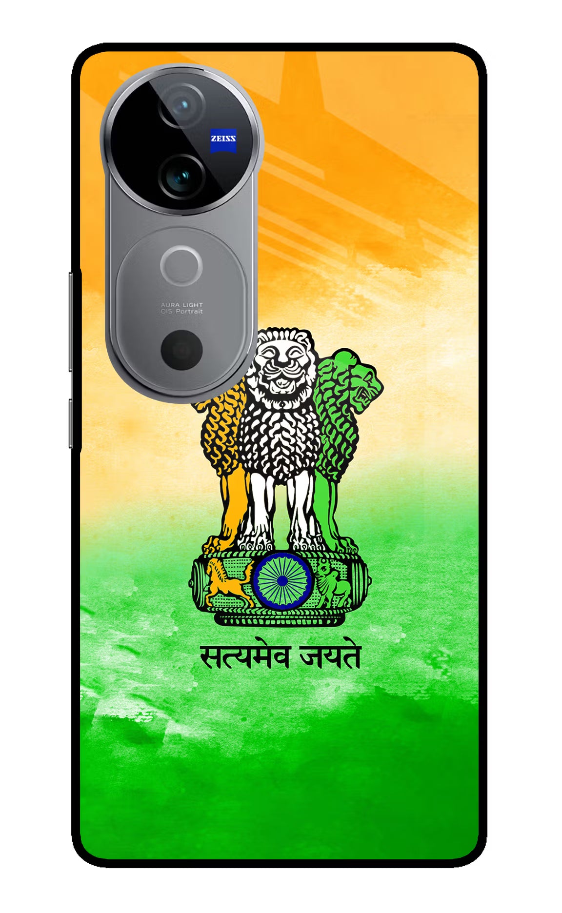 Satyamev Jayate Flag Vivo V40 5G Glass Case Back Cover by Casekaro