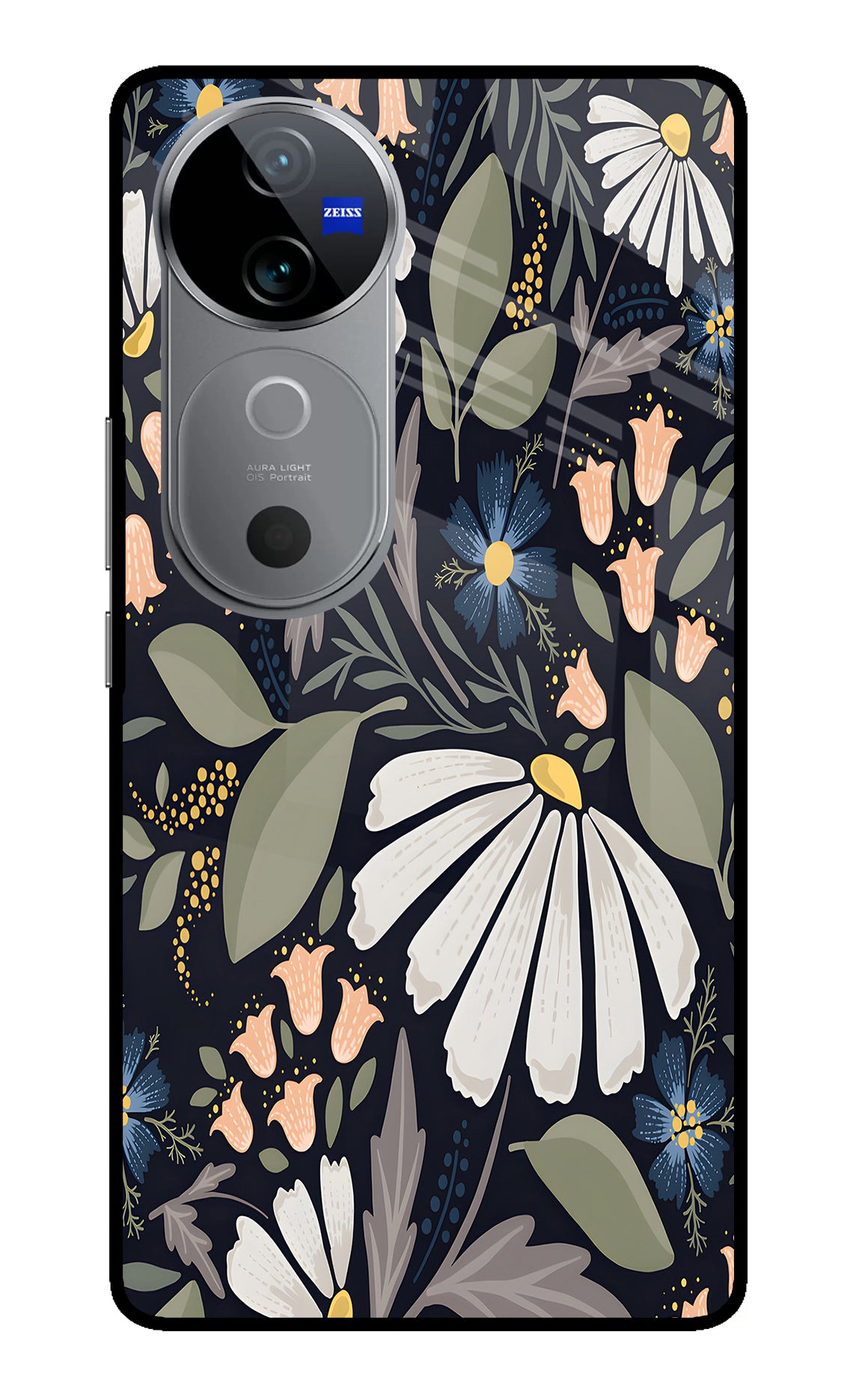 Flowers Art Vivo V40 5G Glass Case