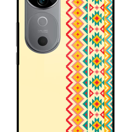 Ethnic Seamless Vivo V40 5G Glass Case Back Cover by Casekaro
