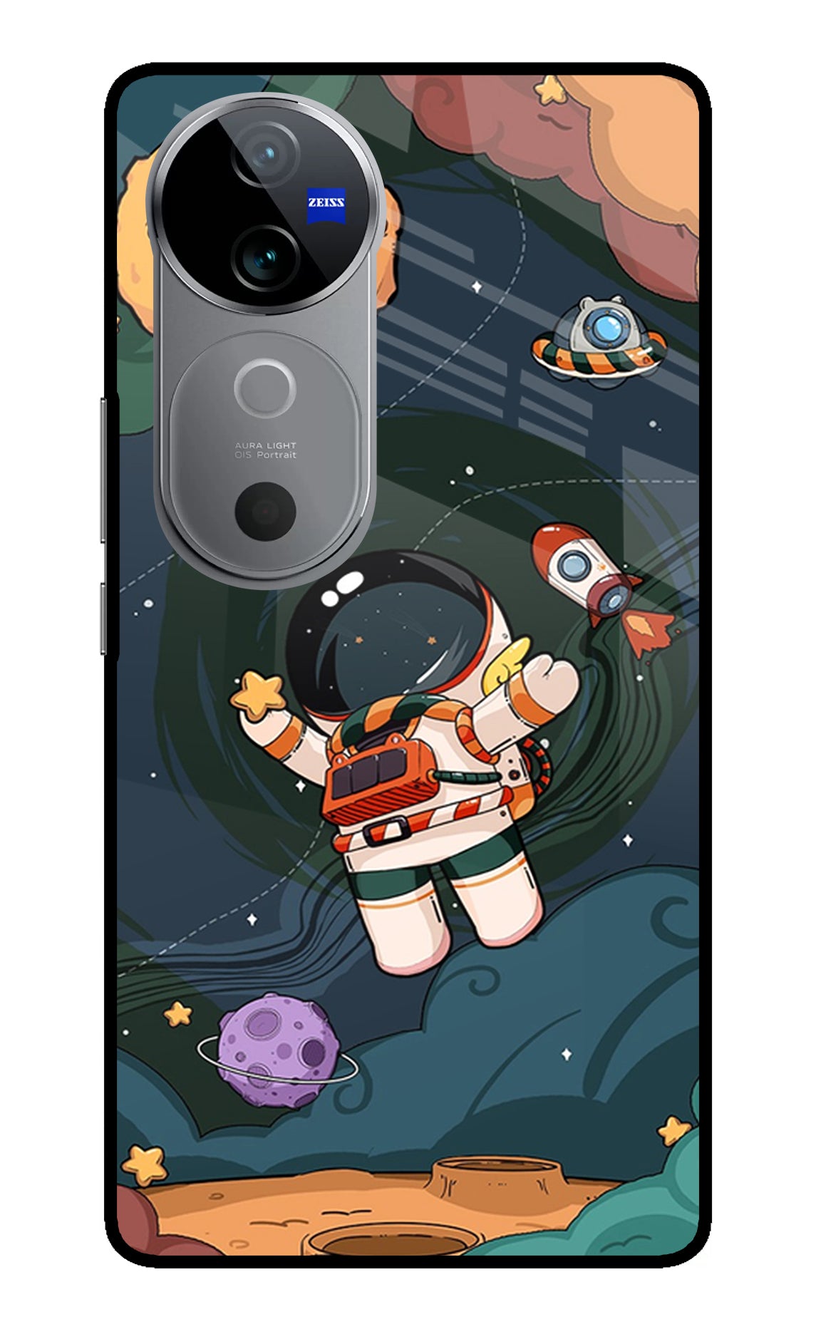 Cartoon Astronaut Vivo V40 5G Glass Case