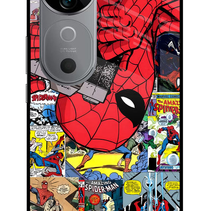 Spider Man Vivo V40 5G Glass Case Back Cover by Casekaro
