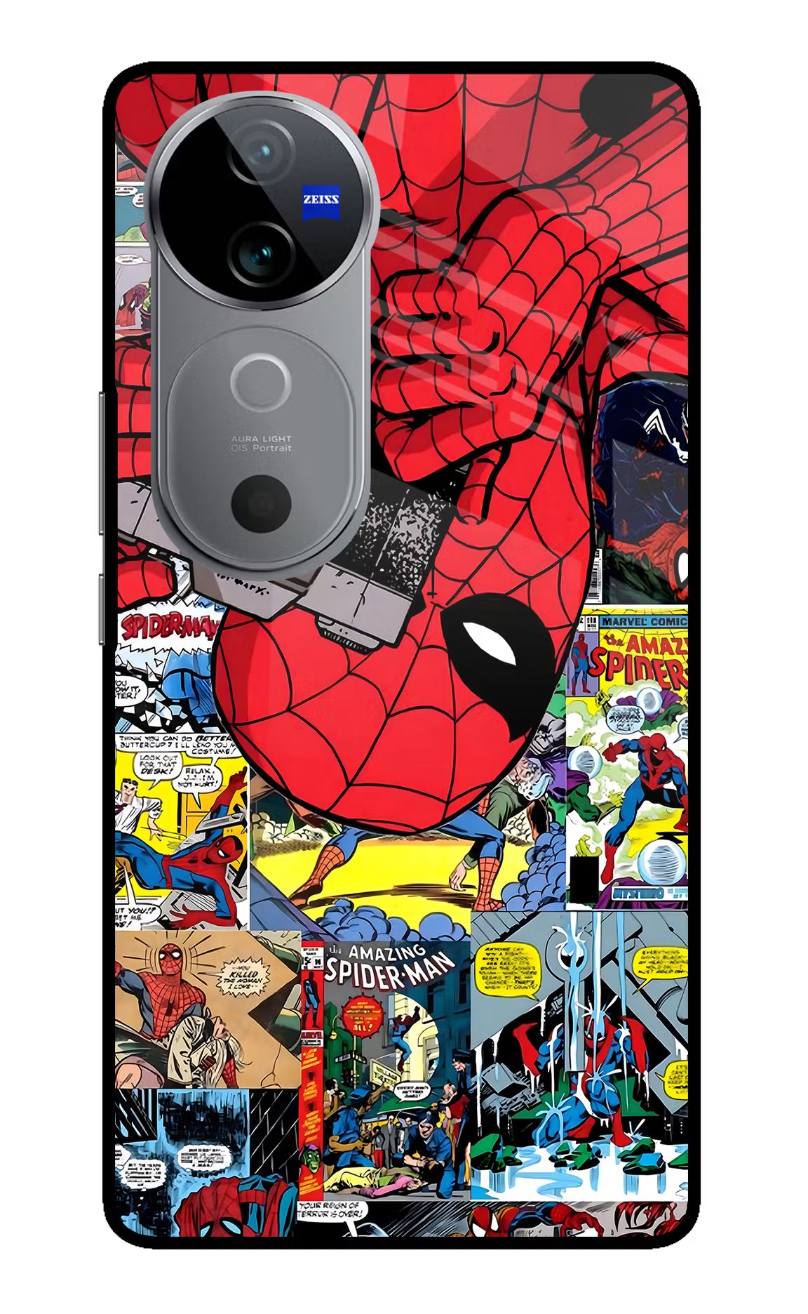 Spider Man Vivo V40 5G Glass Case Back Cover by Casekaro