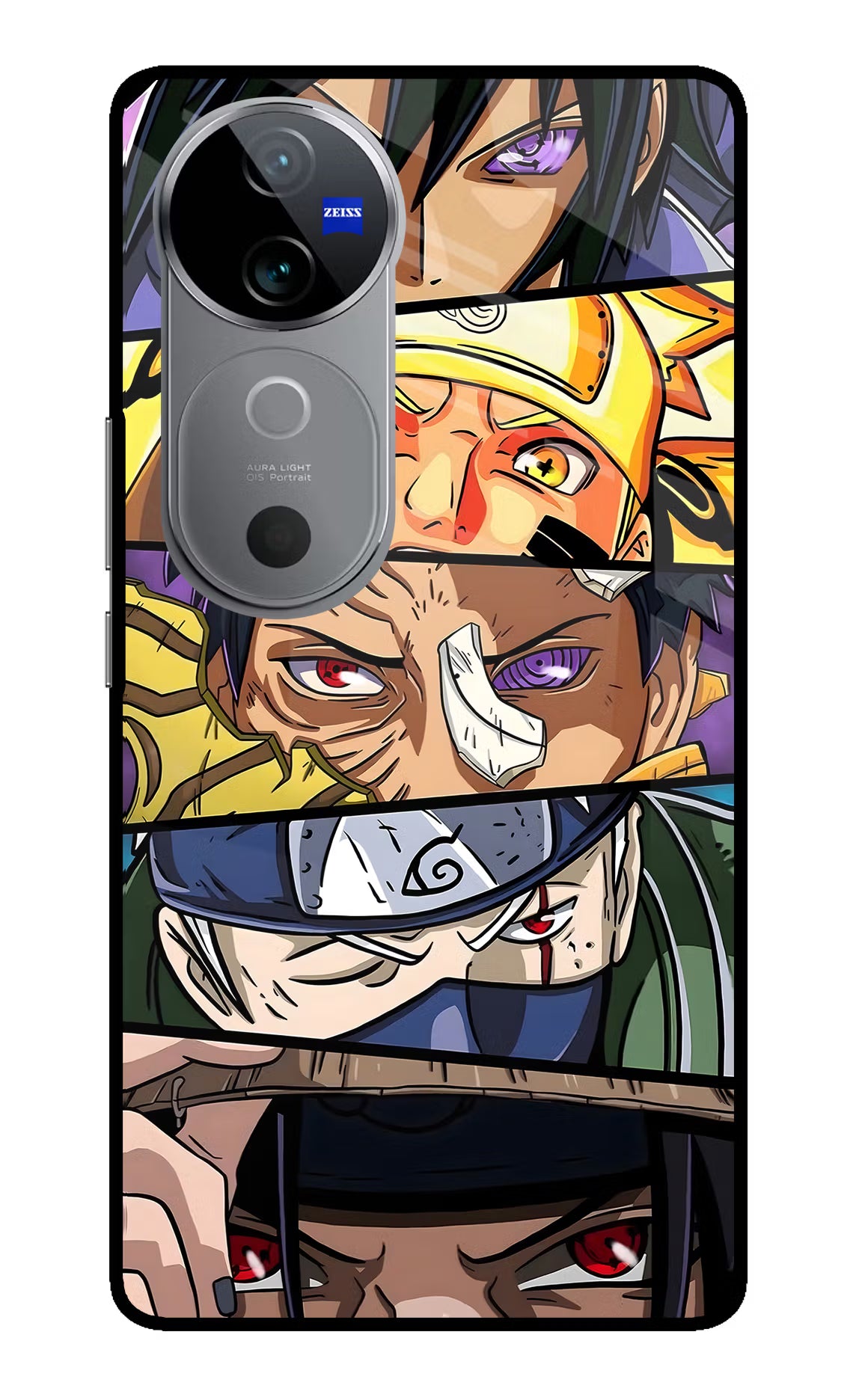 Naruto Character Vivo V40 5G Glass Case Back Cover by Casekaro