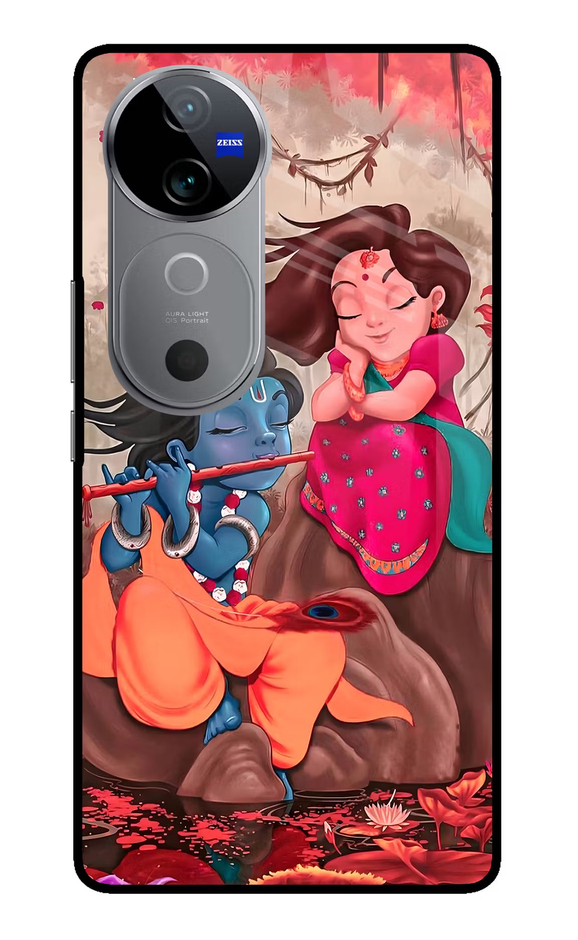 Radhe Krishna Vivo V40 5G Glass Case Back Cover by Casekaro