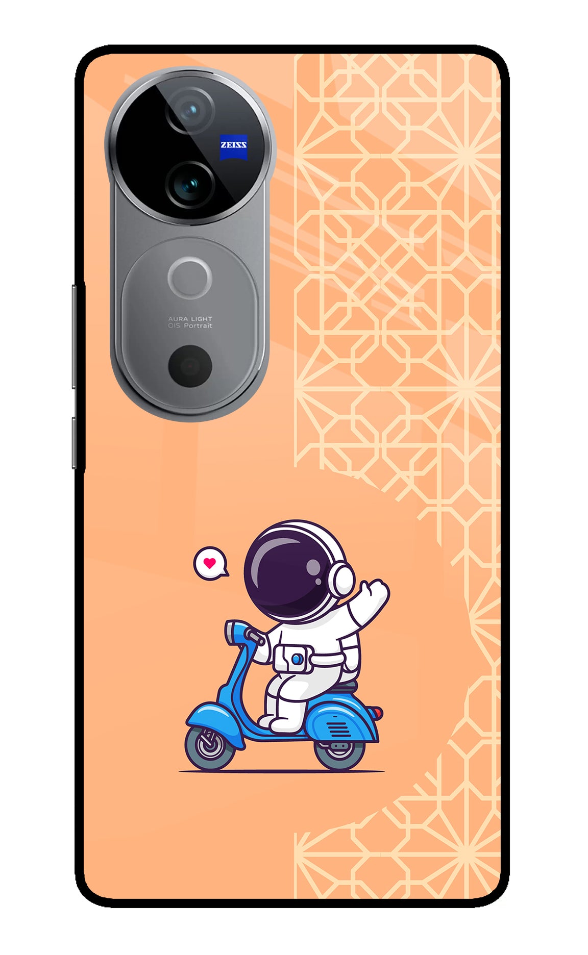 Cute Astronaut Riding Vivo V40 5G Glass Case