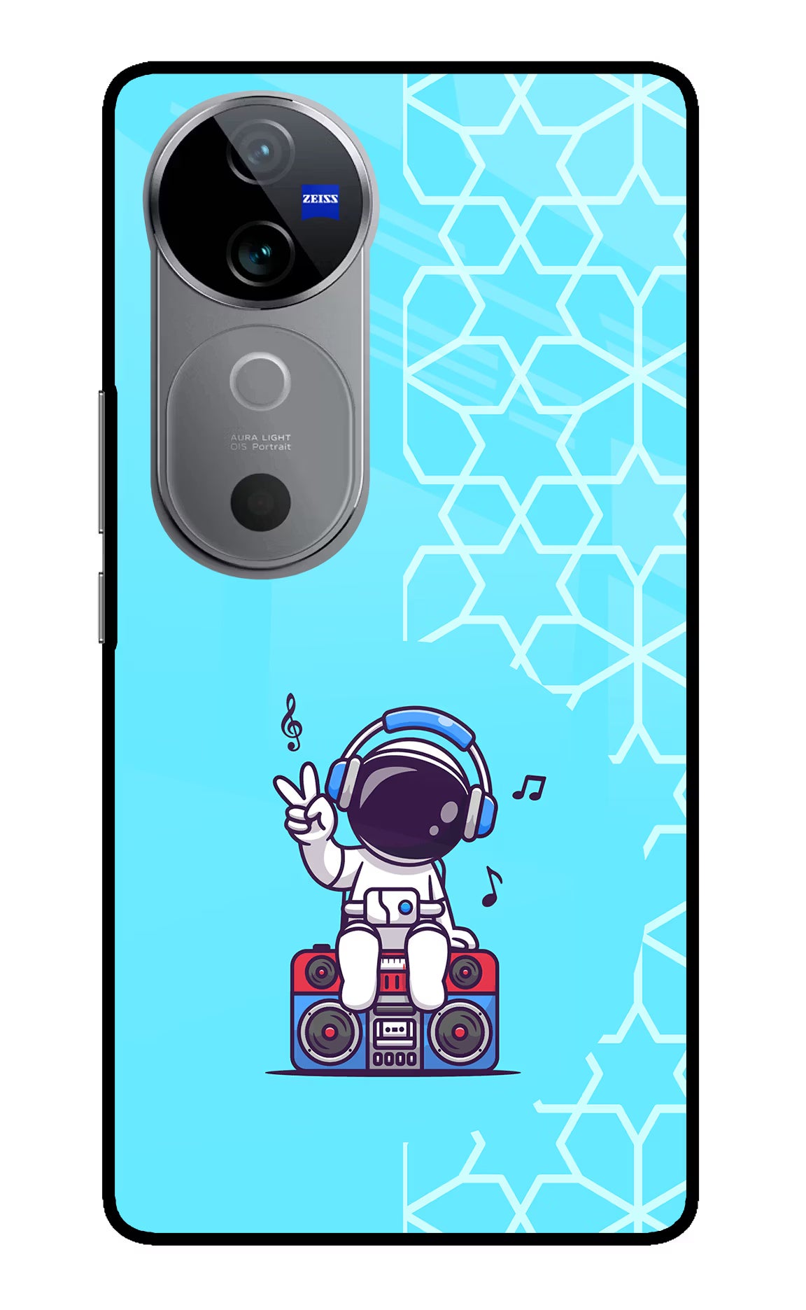 Cute Astronaut Chilling Vivo V40 5G Glass Case Back Cover by Casekaro