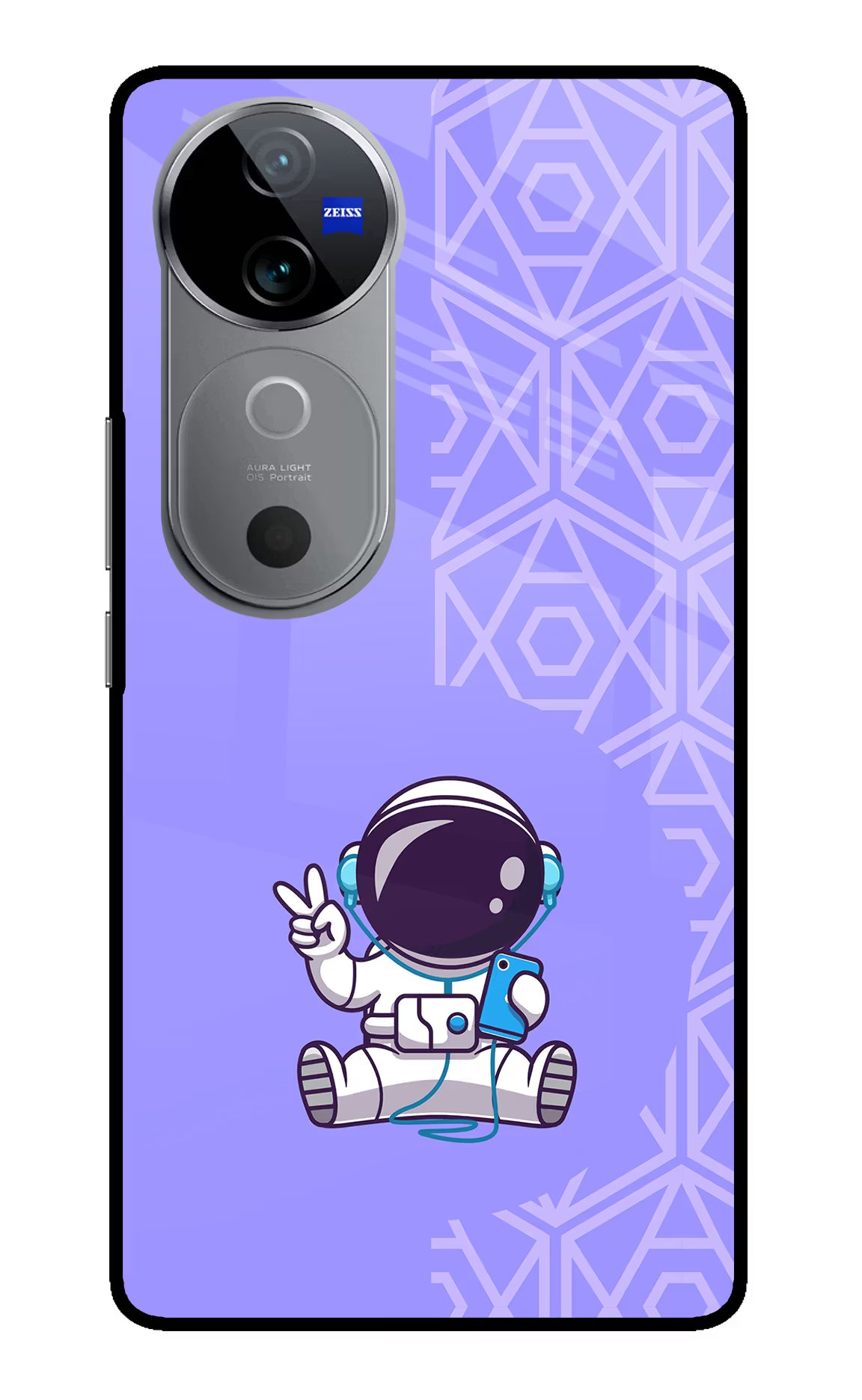 Cute Astronaut Chilling Vivo V40 5G Glass Case Back Cover by Casekaro