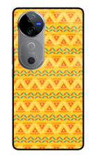 Tribal Pattern Vivo V40 5G Glass Case Back Cover by Casekaro