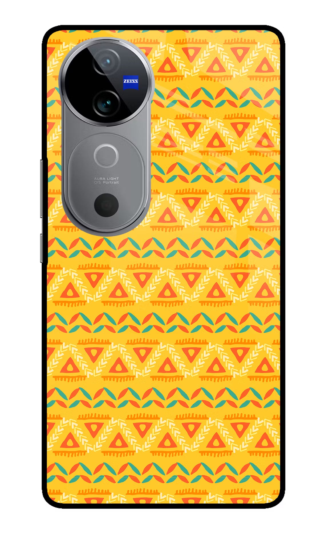 Tribal Pattern Vivo V40 5G Glass Case Back Cover by Casekaro