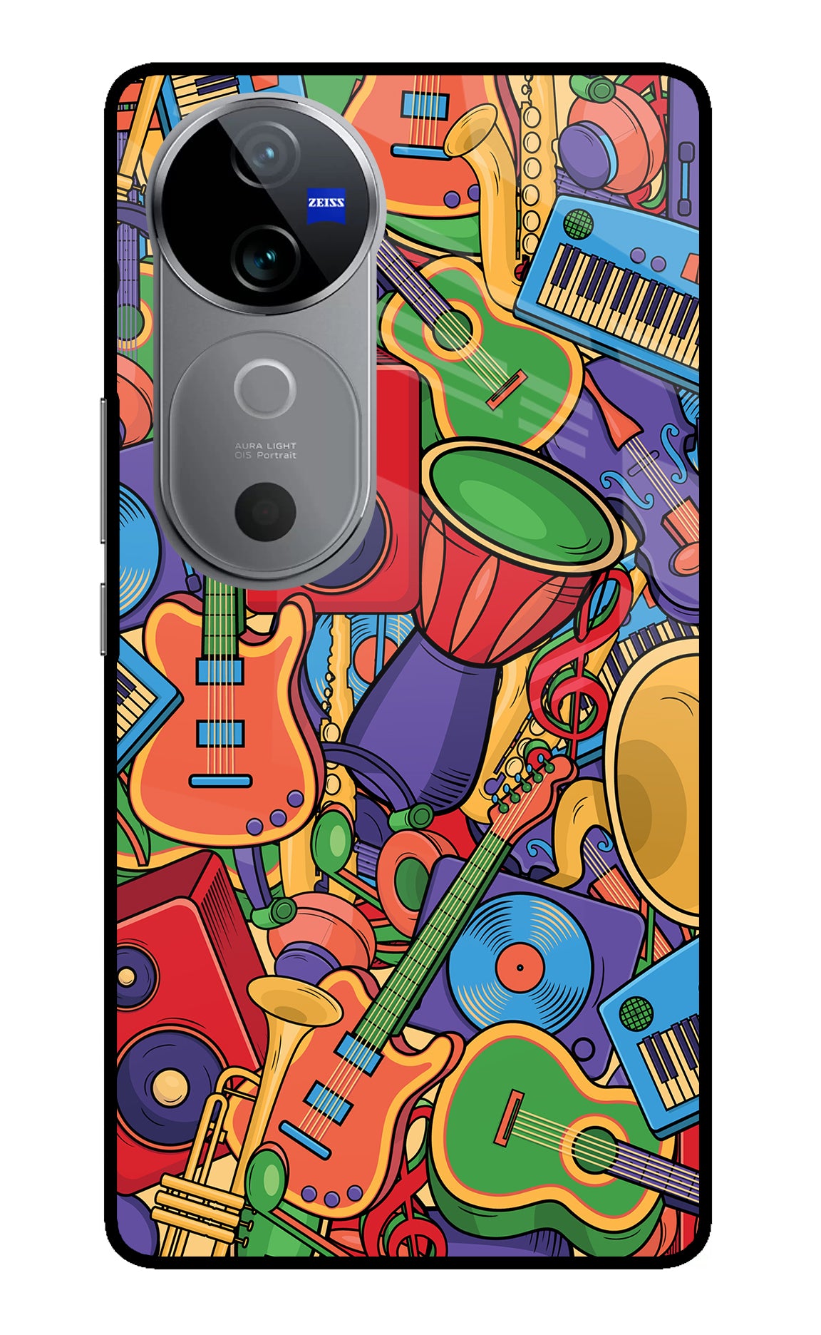 Music Instrument Doodle Vivo V40 5G Glass Case