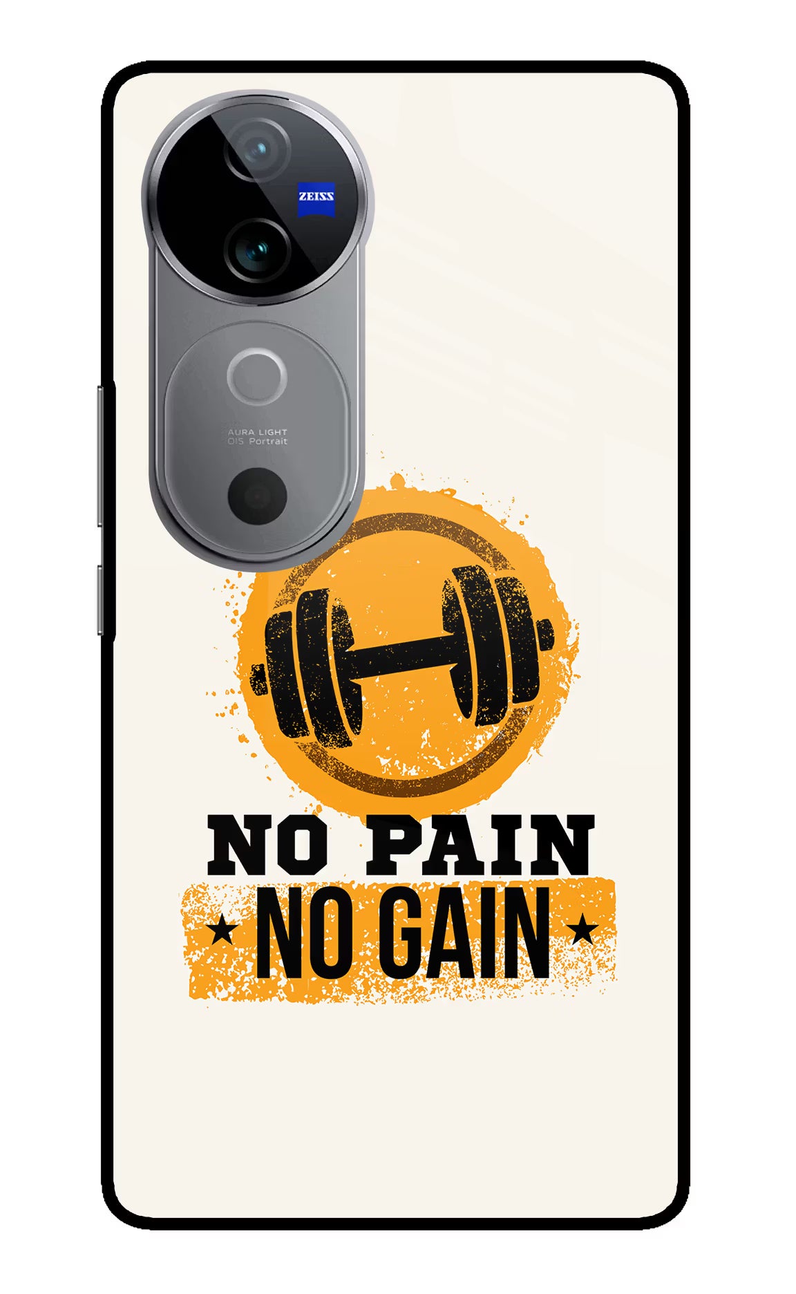 No Pain No Gain Vivo V40 5G Glass Case Back Cover by Casekaro