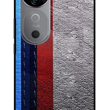 BMW Stripes Vivo V40 5G Glass Case Back Cover by Casekaro