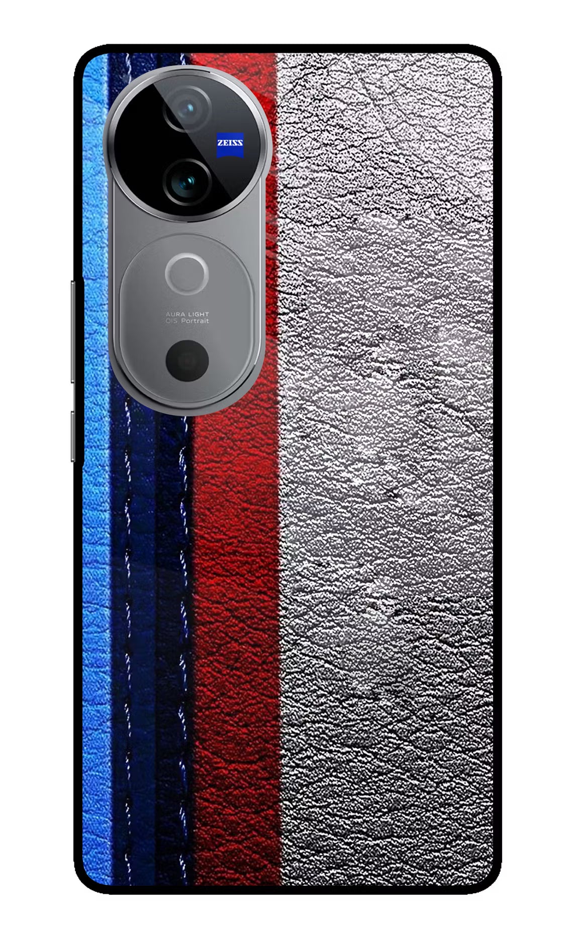 BMW Stripes Vivo V40 5G Glass Case Back Cover by Casekaro