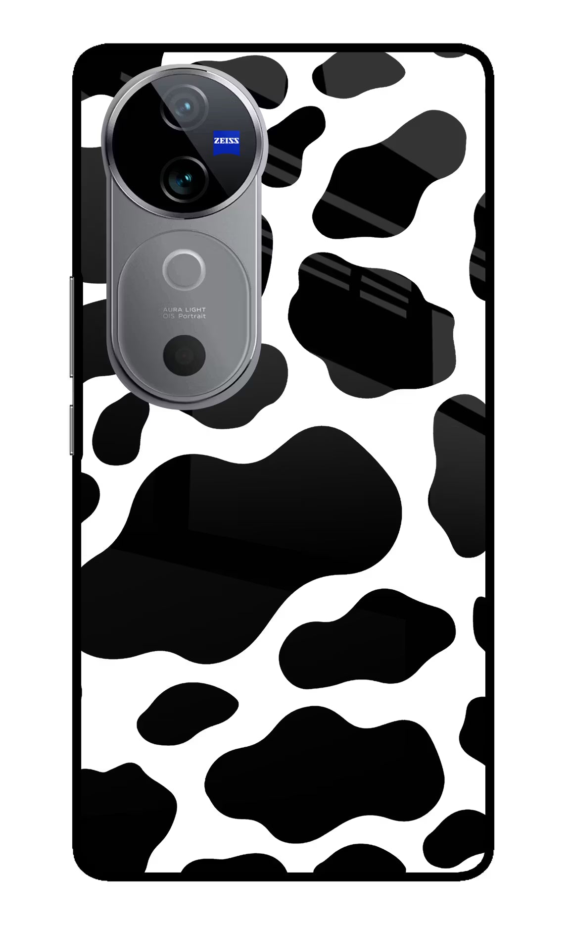 Cow Spots Vivo V40 5G Glass Case Back Cover by Casekaro