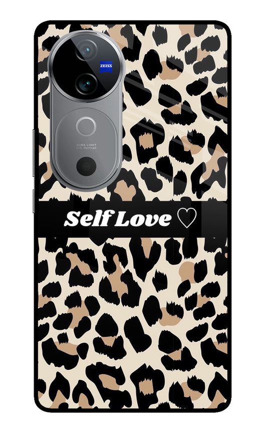 Leopard Print Self Love Vivo V40 5G Glass Case