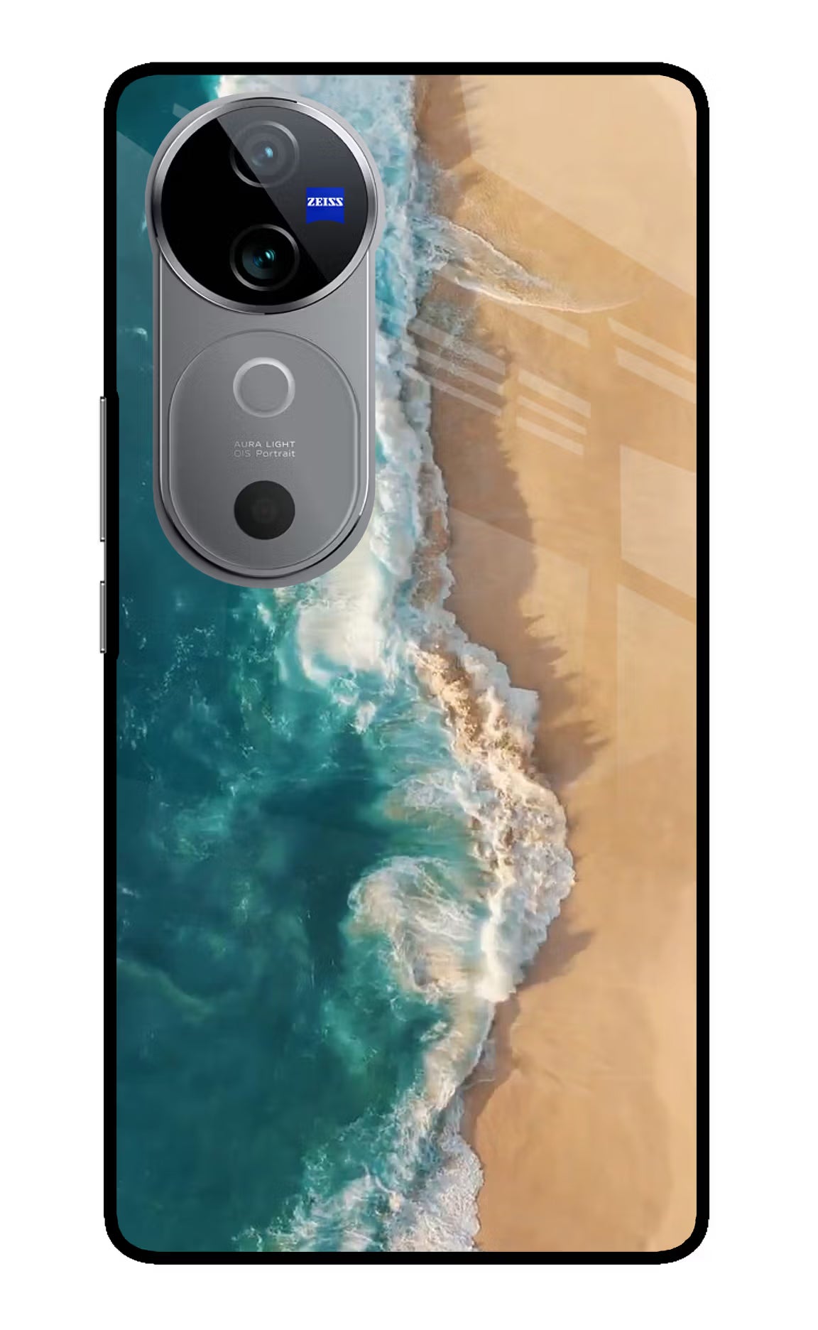 Ocean Beach Vivo V40 5G Glass Case Back Cover by Casekaro
