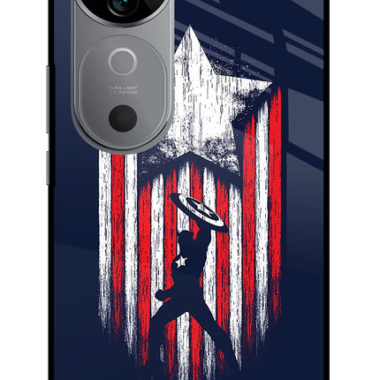 Captain America Marvel Art Vivo V40 5G Glass Case Back Cover by Casekaro