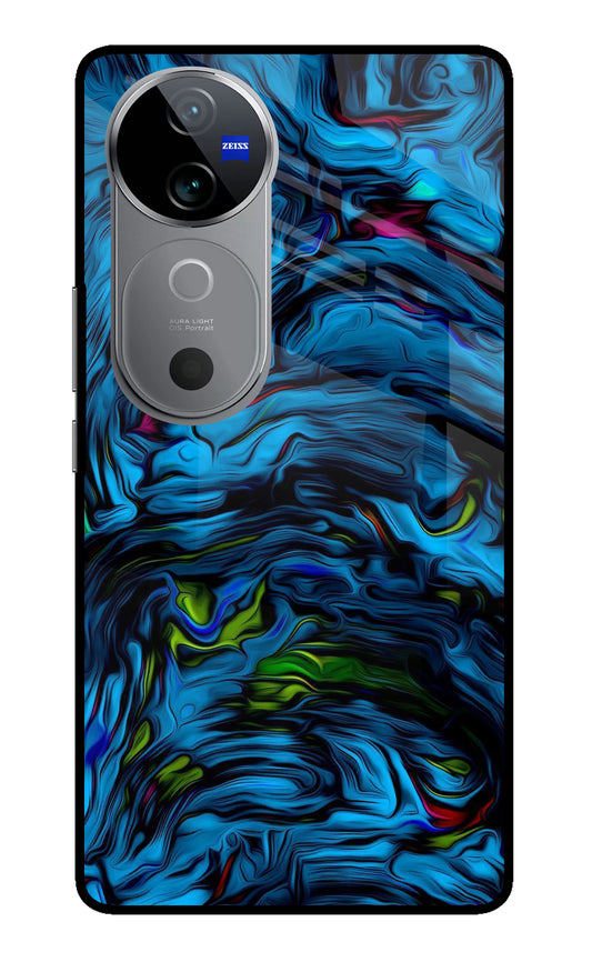 Dark Blue Abstract Vivo V40 5G Glass Case