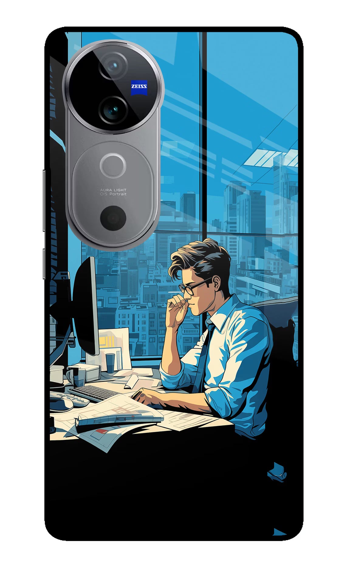 Focused Hustler (AI Generated) Vivo V40 5G Glass Case Back Cover by Casekaro