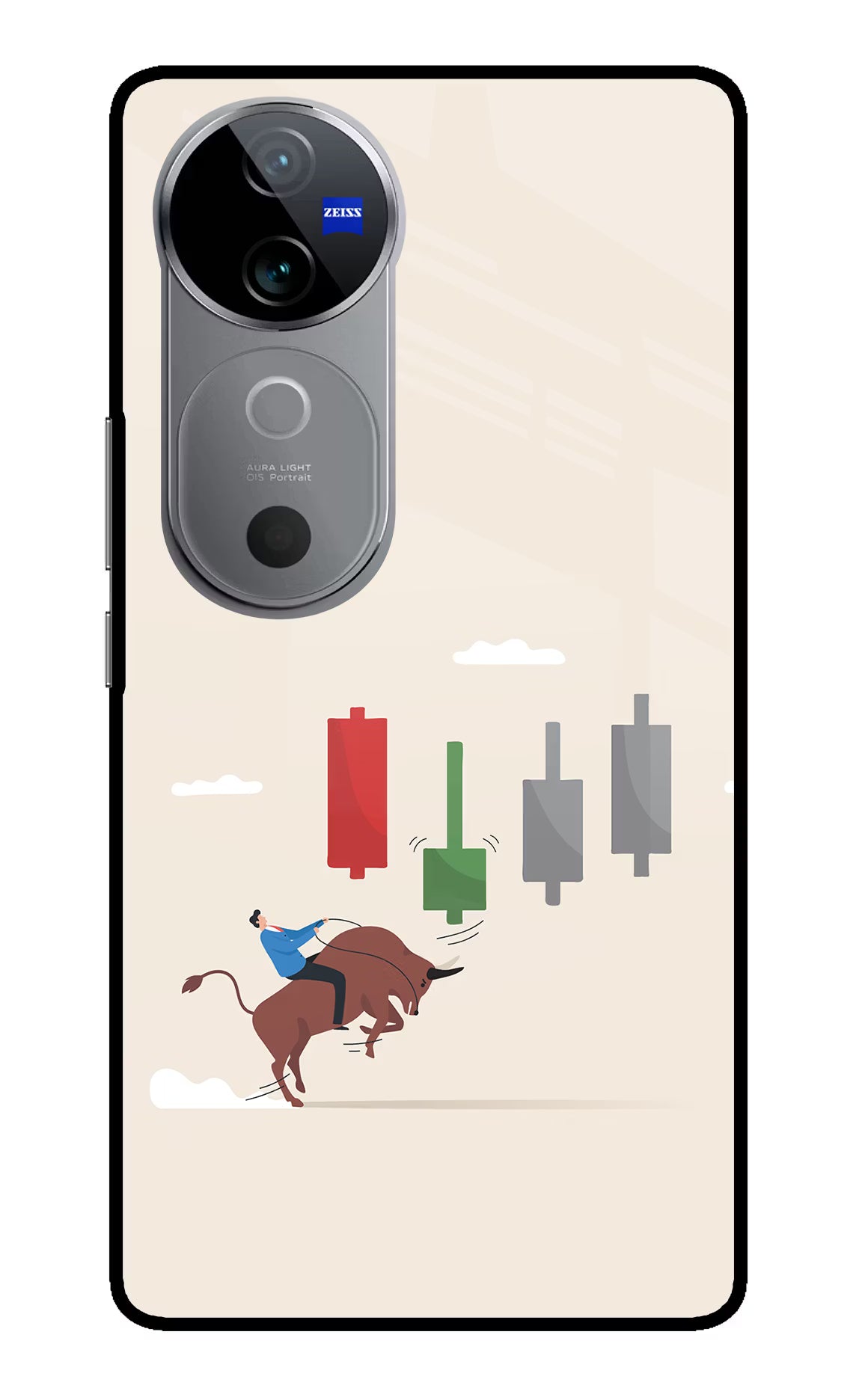 Bull Trading Momentum Vivo V40 5G Glass Case Back Cover by Casekaro