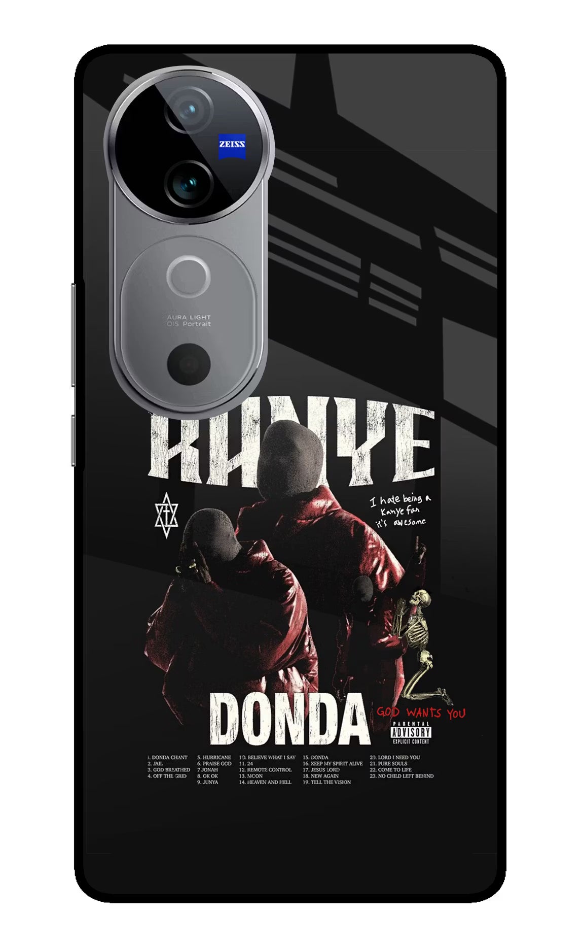 Donda Kanye West Vivo V40 5G Glass Case Back Cover by Casekaro