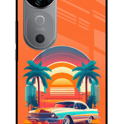 Palm Drive 80s Vivo V40 5G Glass Case Back Cover by Casekaro