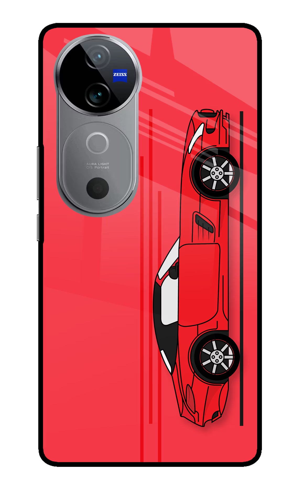 Red Velocity Vivo V40 5G Glass Case Back Cover by Casekaro