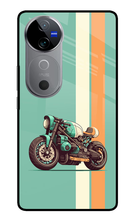 Striped Moto Drift Vivo V40 5G Glass Case