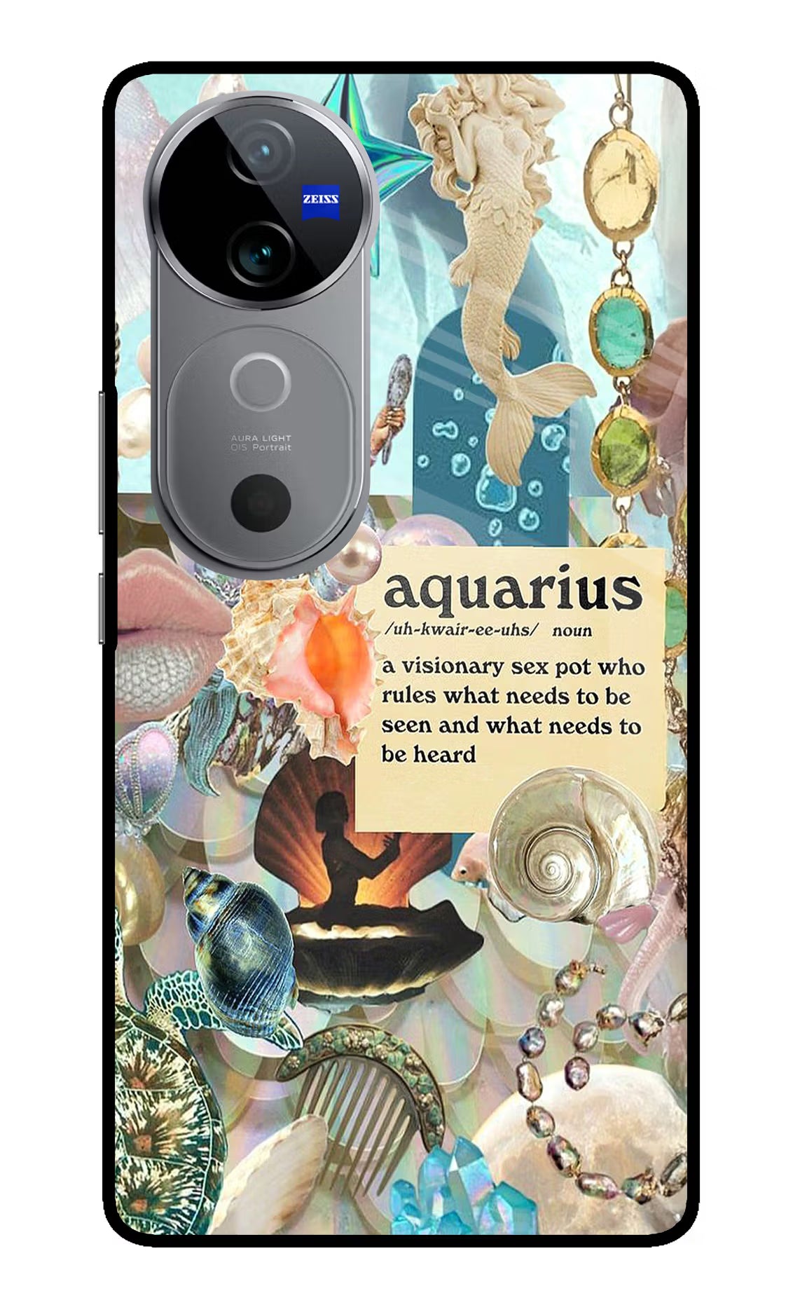 Aquarius Zodiac Vivo V40 5G Glass Case Back Cover by Casekaro