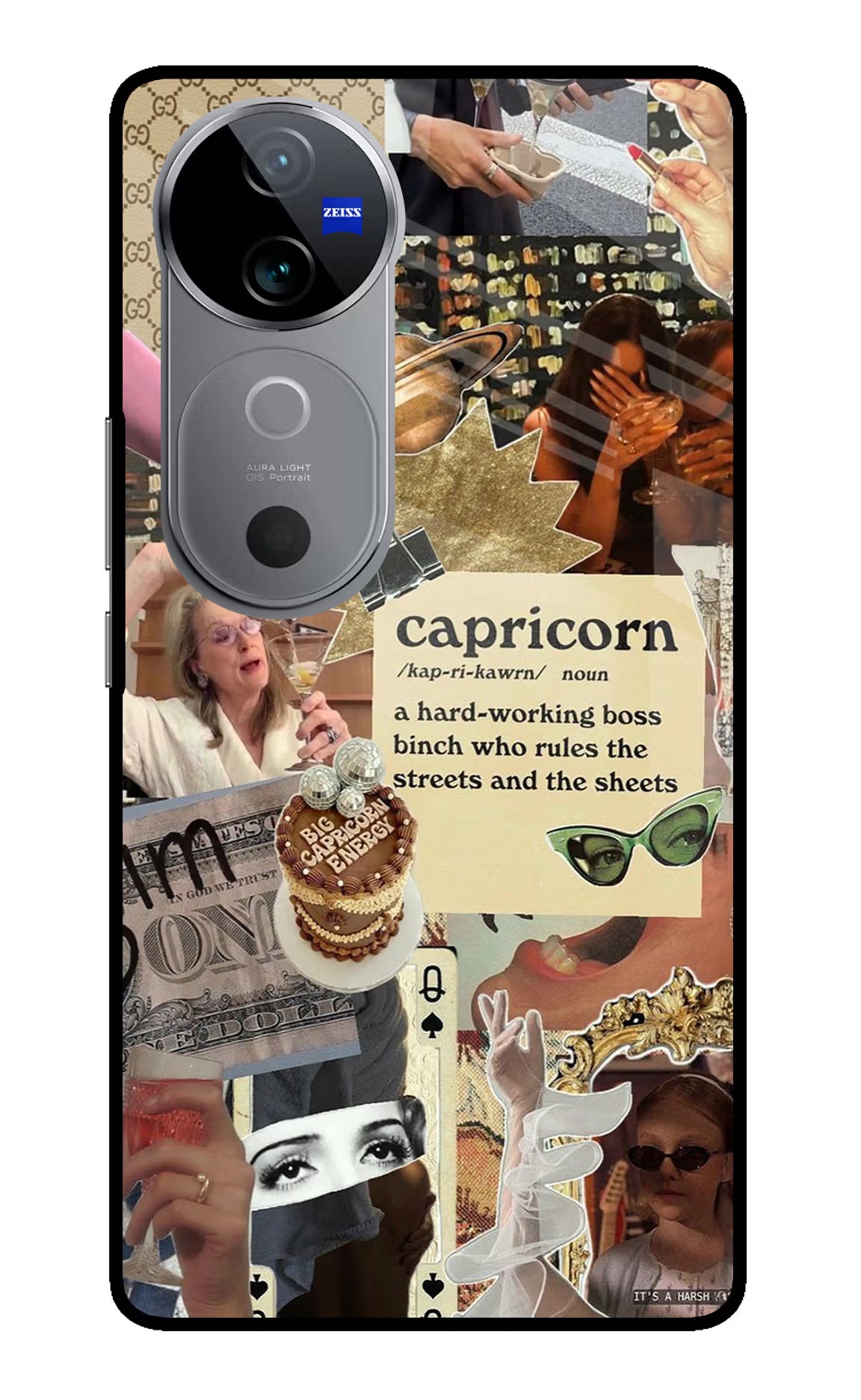 Capricorn Zodiac Vivo V40 5G Glass Case Back Cover by Casekaro
