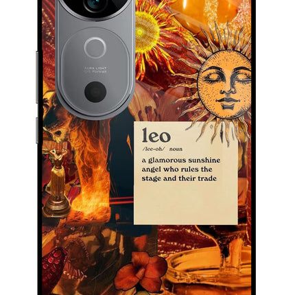 Leo Zodiac Vivo V40 5G Glass Case Back Cover by Casekaro